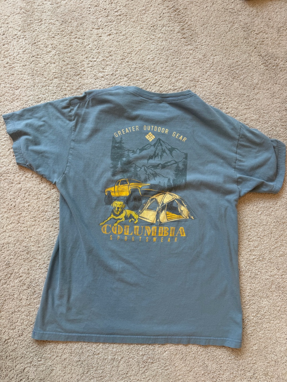Columbia Blue Short-Sleeve Tee with Yellow Outdoor Graphic